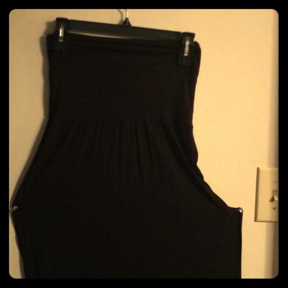 High waisted, thigh split, black skirt